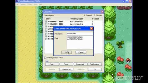 Walk Through Walls Cheat :D game shark code for Pokemon FireRed.